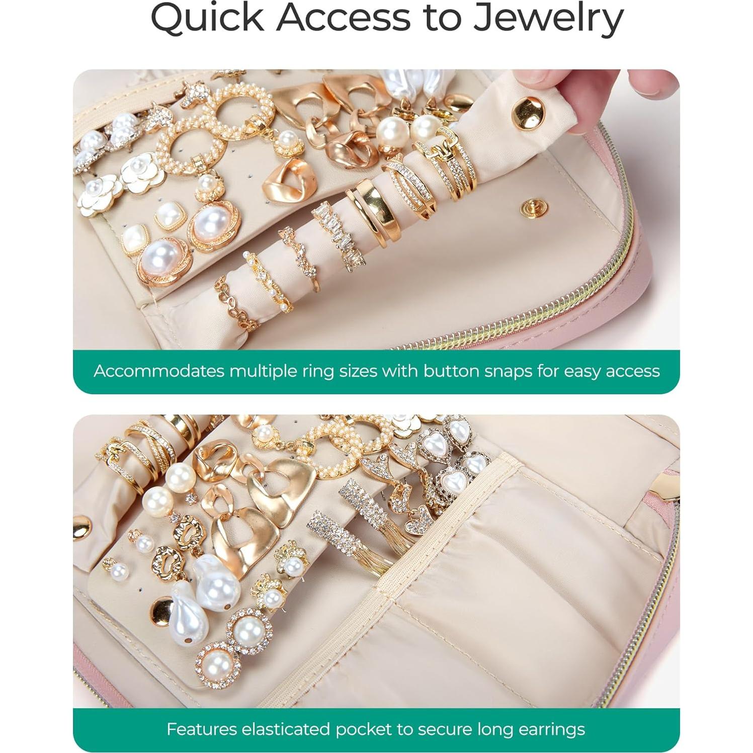 Estuche de Joyería de Viaje BAGSMART Beige 22x13.5 cm