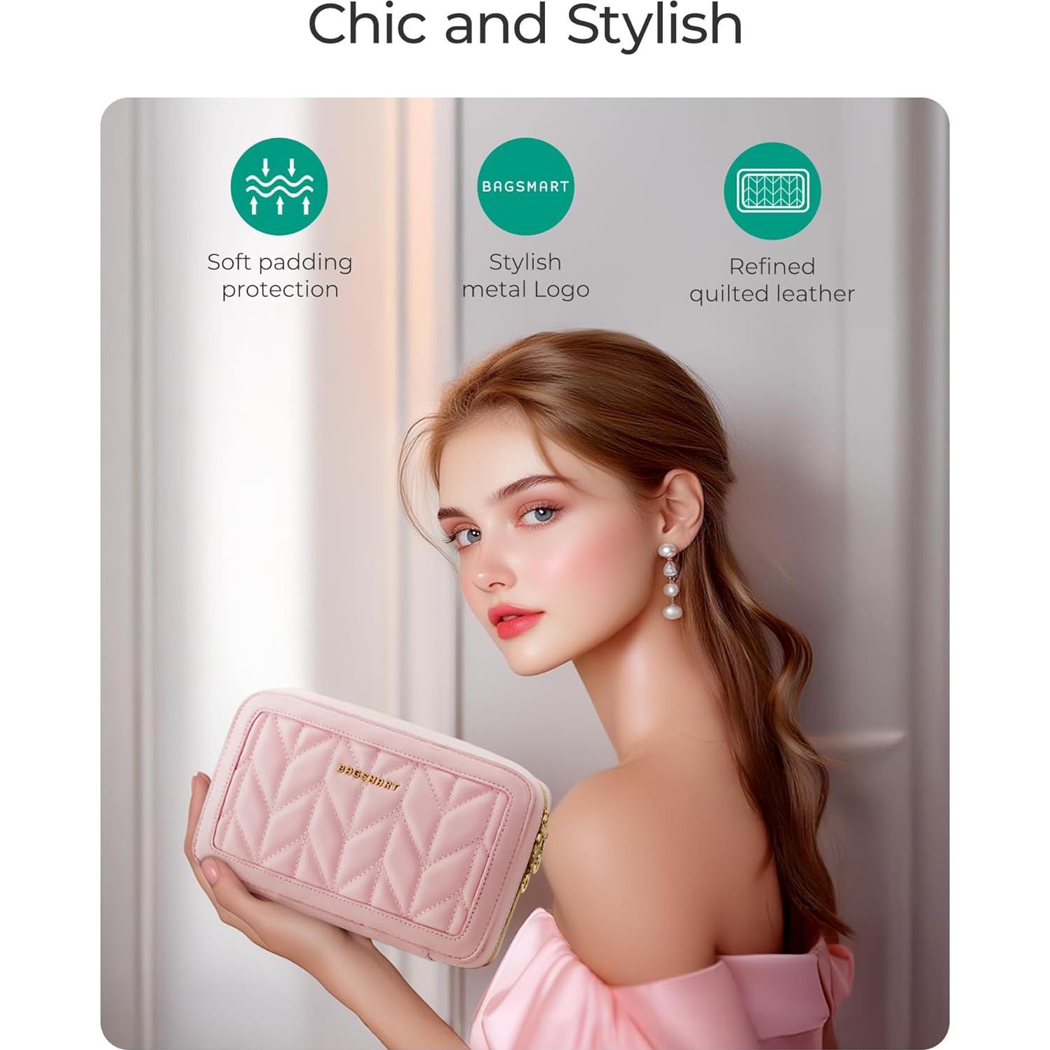 Estuche de Joyería de Viaje BAGSMART Beige 22x13.5 cm