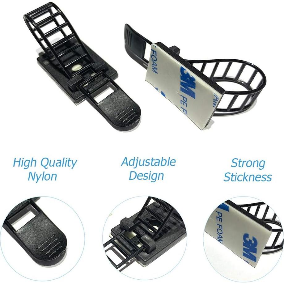 150 Piezas Soportes Adhesivos para Gestión de Cables Makarios