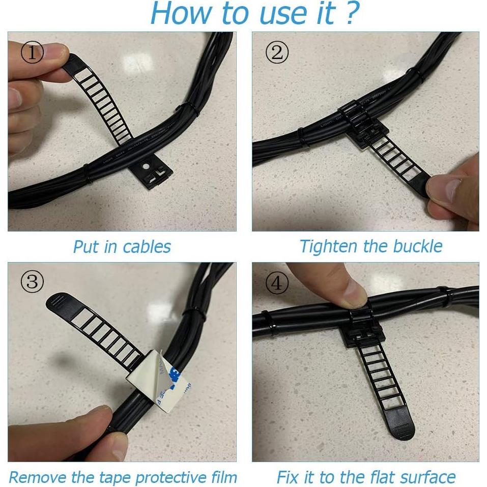 150 Piezas Soportes Adhesivos para Gestión de Cables Makarios