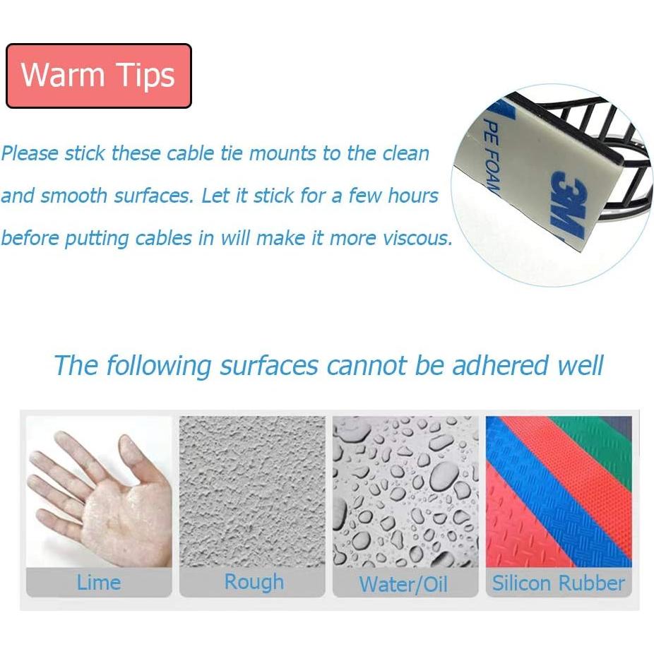 150 Piezas Soportes Adhesivos para Gestión de Cables Makarios