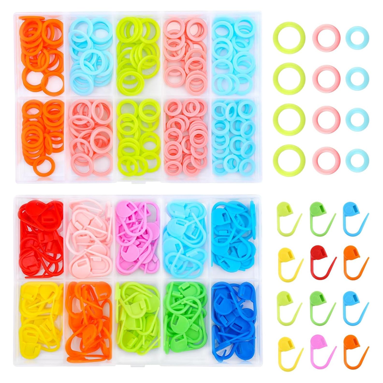 LUNARM 340 Pcs Marcadores de Costura y Clips de Tejer Coloridos