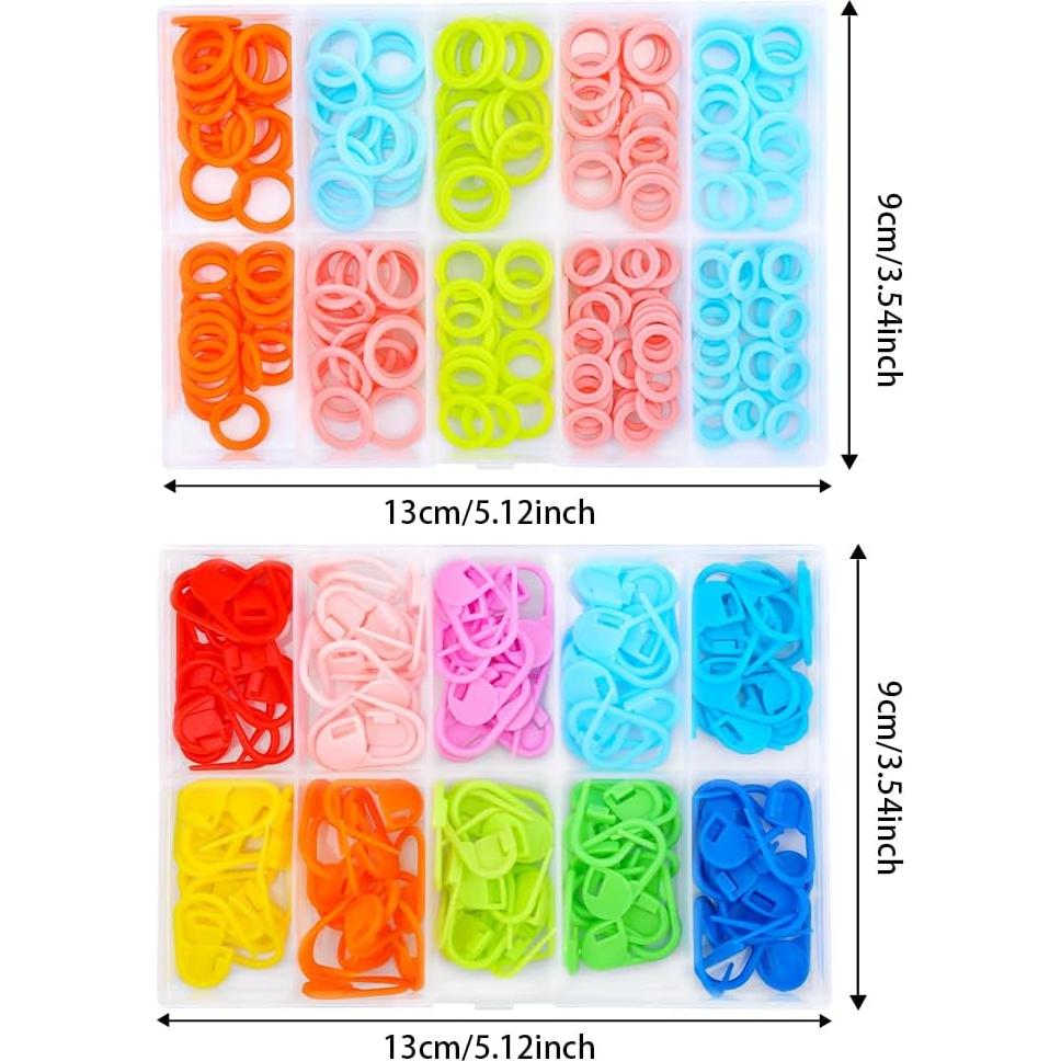 LUNARM 340 Pcs Marcadores de Costura y Clips de Tejer Coloridos