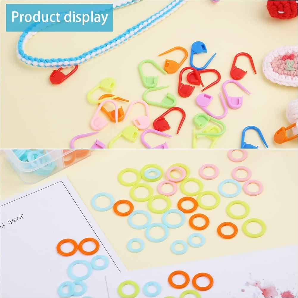 LUNARM 340 Pcs Marcadores de Costura y Clips de Tejer Coloridos