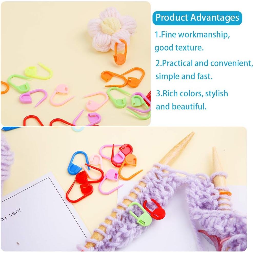 LUNARM 340 Pcs Marcadores de Costura y Clips de Tejer Coloridos