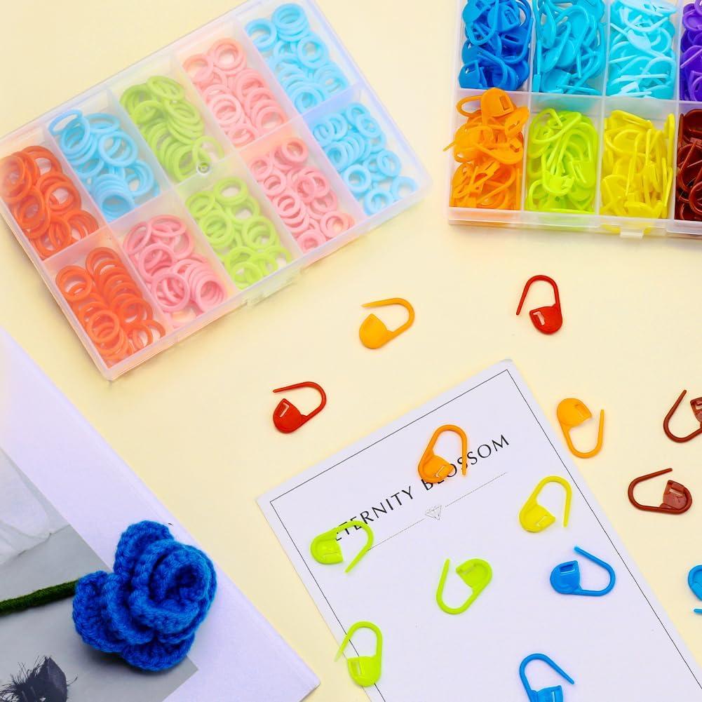 LUNARM 340 Pcs Marcadores de Costura y Clips de Tejer Coloridos