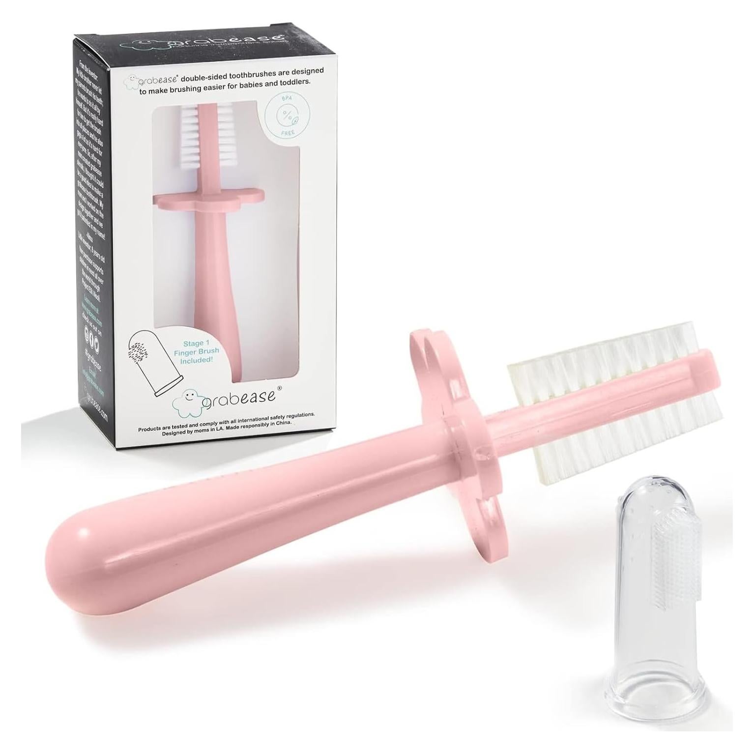 Cepillo de Dientes Doble Cara Grabease Rosa para Bebés 6-48 Meses