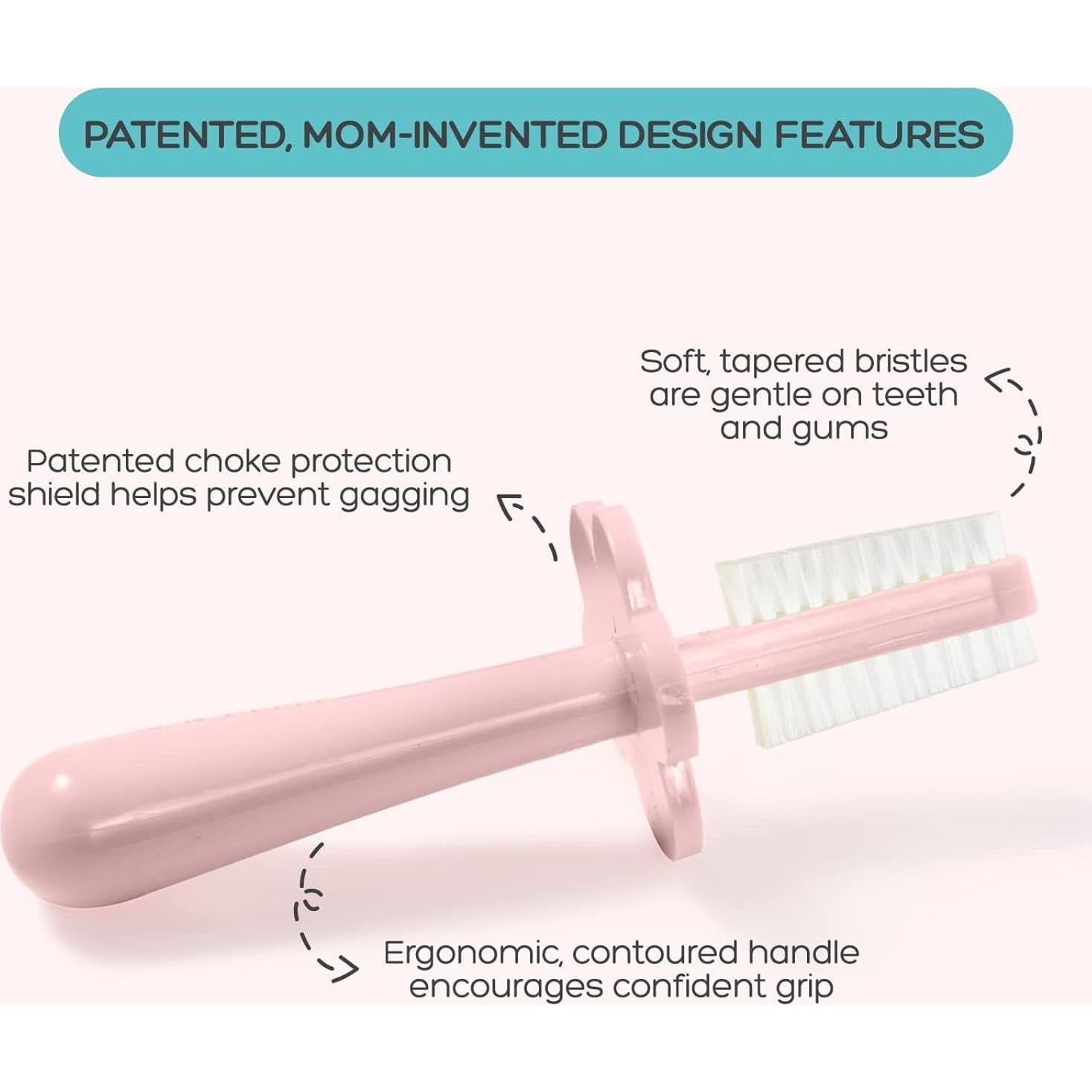 Cepillo de Dientes Doble Cara Grabease Rosa para Bebés 6-48 Meses