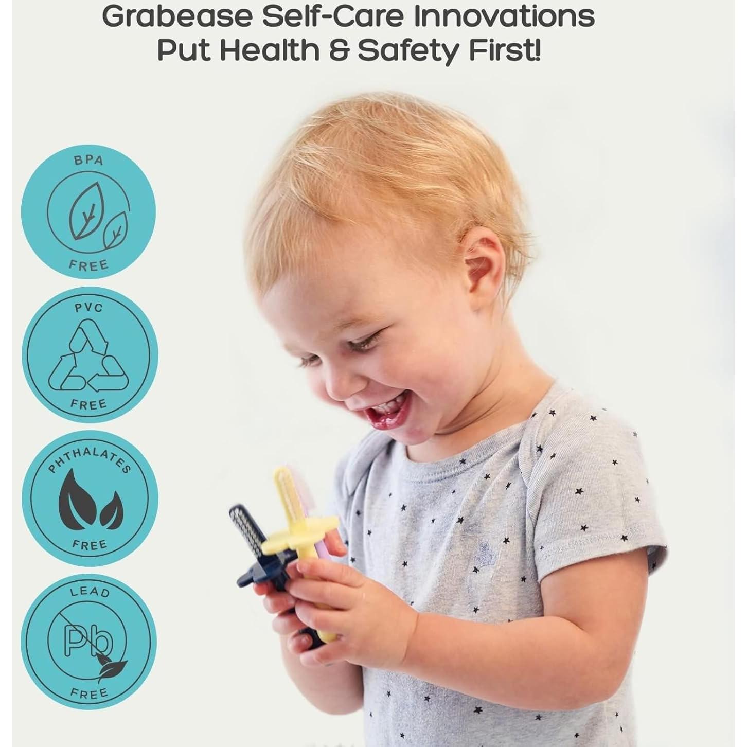 Cepillo de Dientes Doble Cara Grabease Rosa para Bebés 6-48 Meses