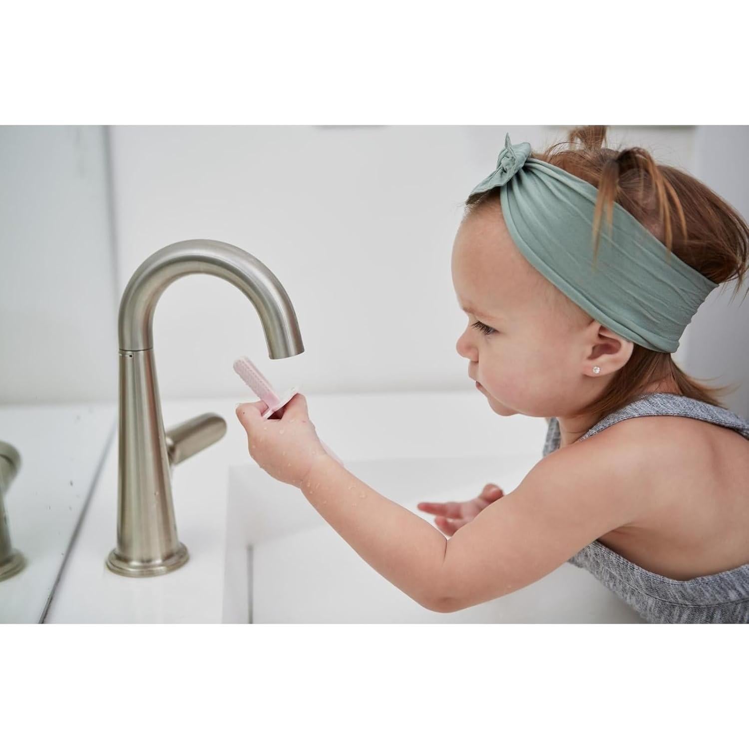 Cepillo de Dientes Doble Cara Grabease Rosa para Bebés 6-48 Meses