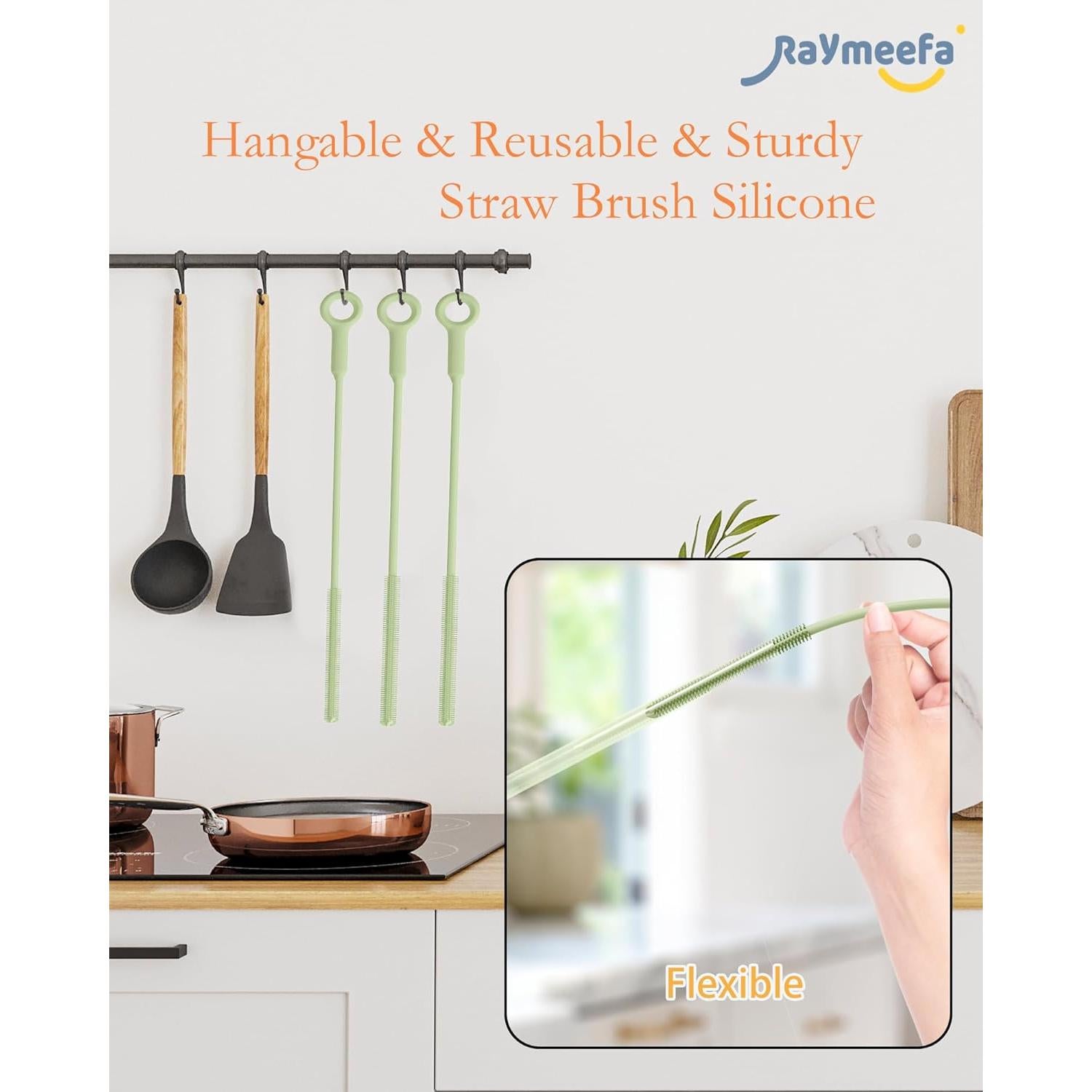 Cepillo Limpiador de Pajitas Raymeefa Silicona Verde 25.4 cm