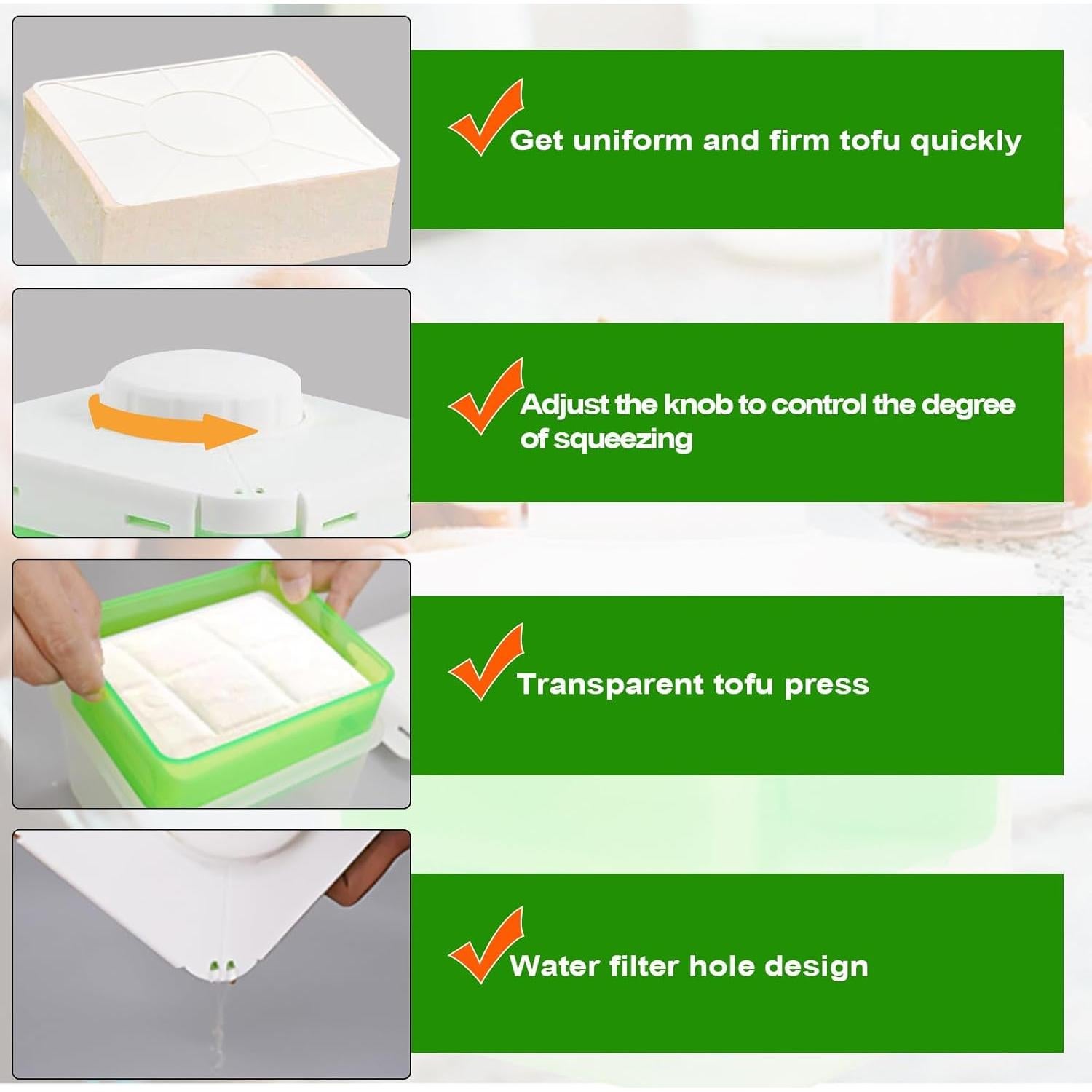 Prensa de Tofu Glowgath Ajustable Libre de BPA 448g