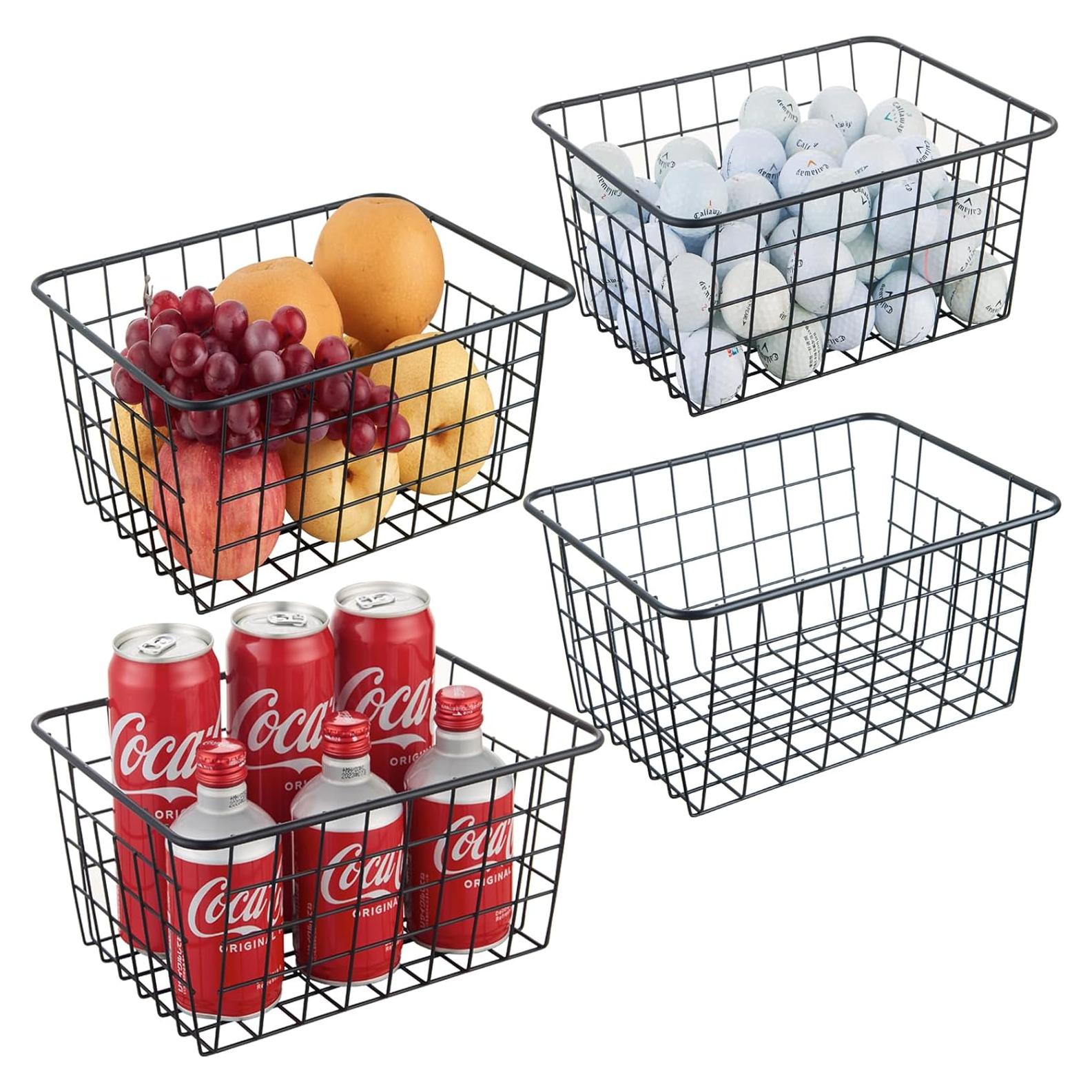 Cesta de Almacenamiento de Alambre JUNCHU CHERRY 4 Piezas Negra