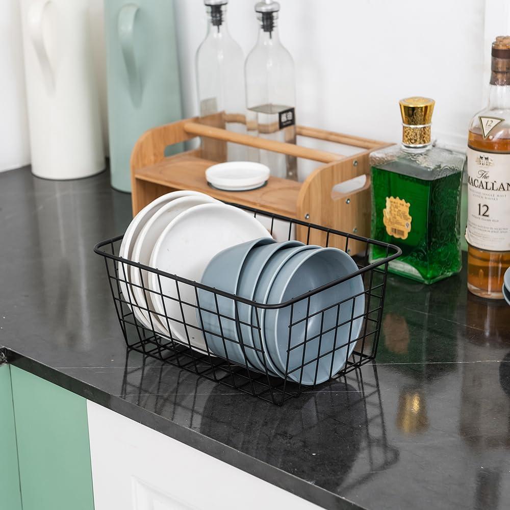 Cesta de Almacenamiento de Alambre JUNCHU CHERRY 4 Piezas Negra