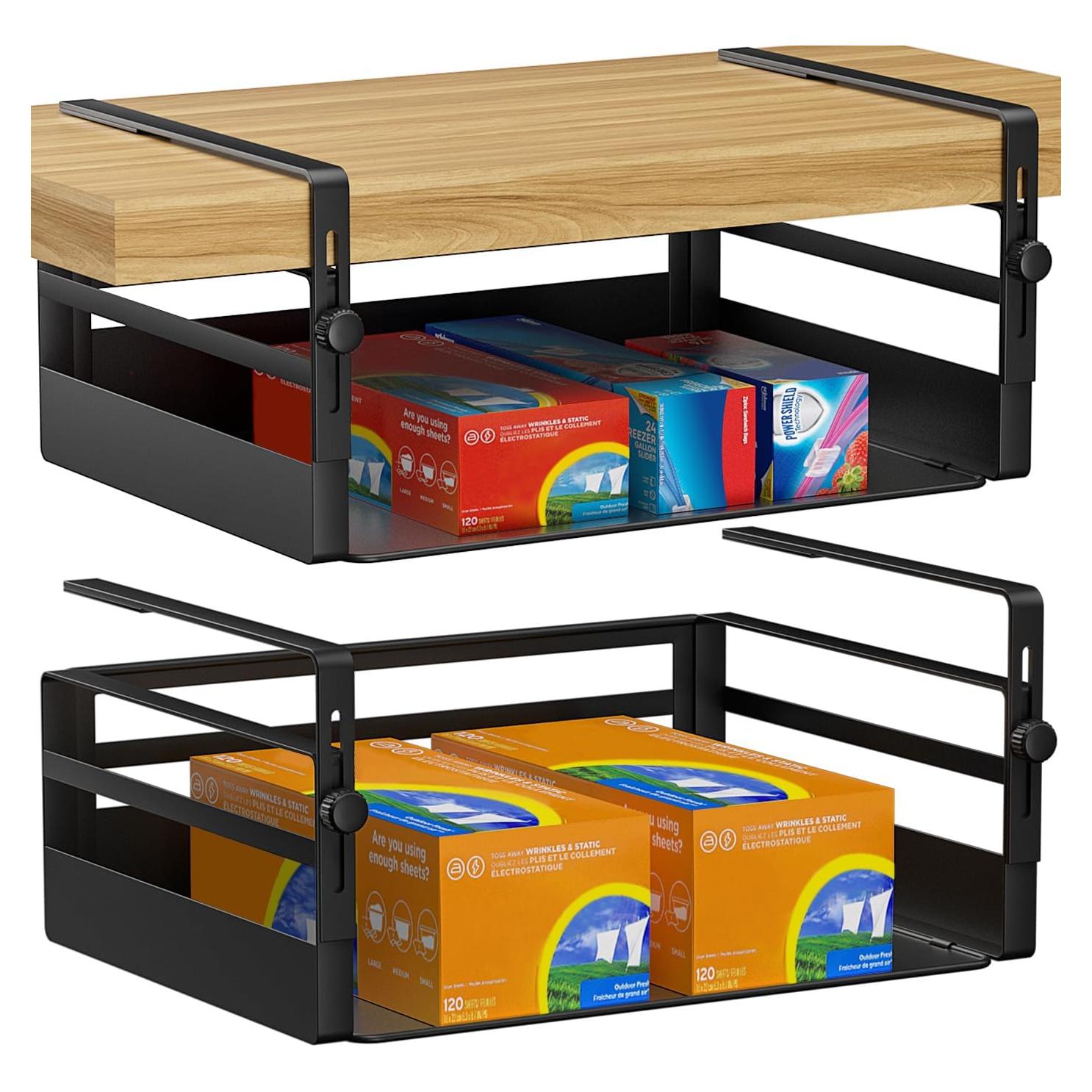 2 Cestas de Almacenamiento Bajo Estante AmonHouseware Negro