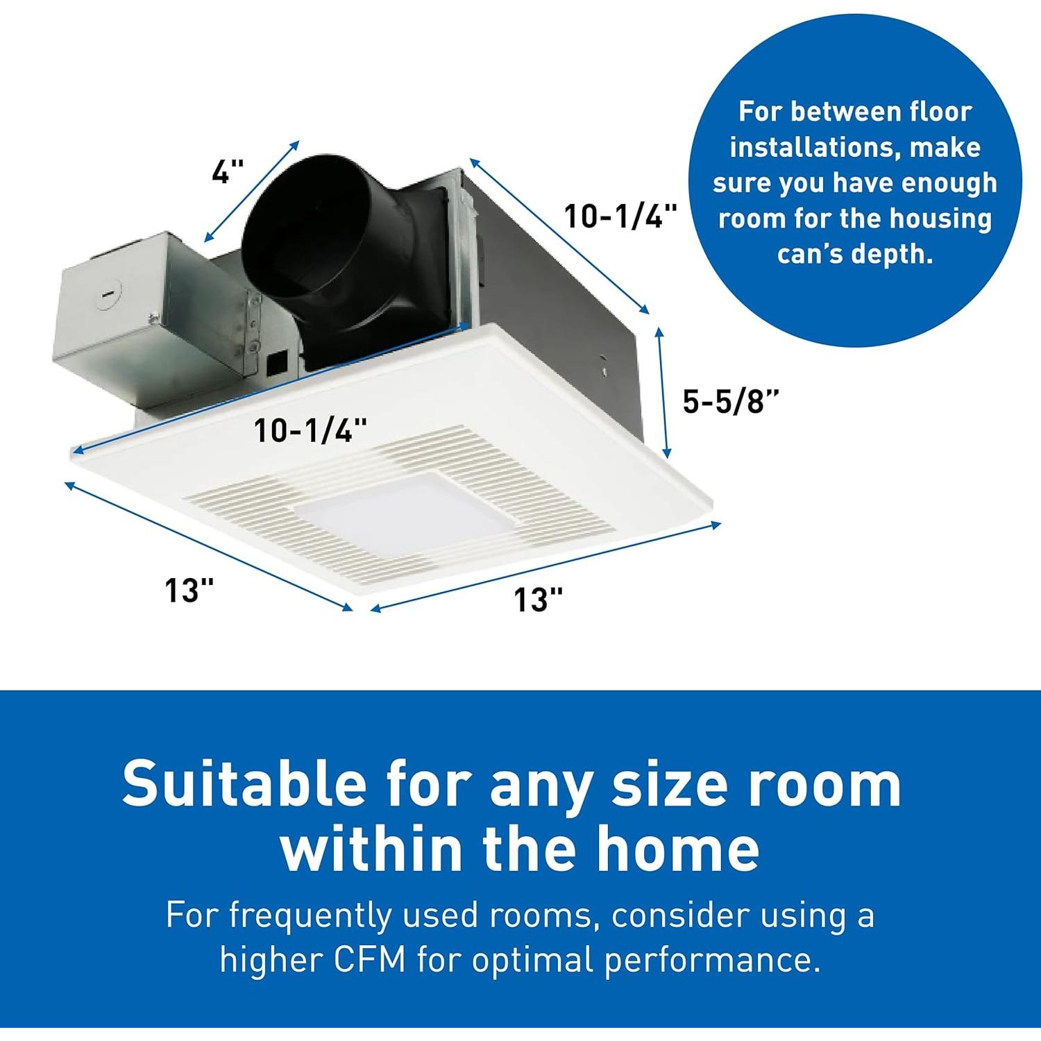 Ventilador de Baño Panasonic WhisperFit DC 50-110 CFM LED
