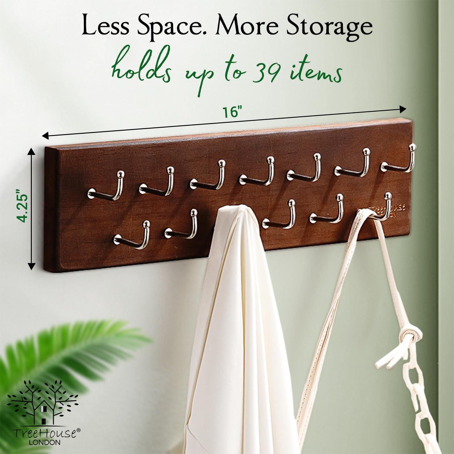 Organizador de Cinturones Treehouse London, Madera Nuez, 28 Cinturones