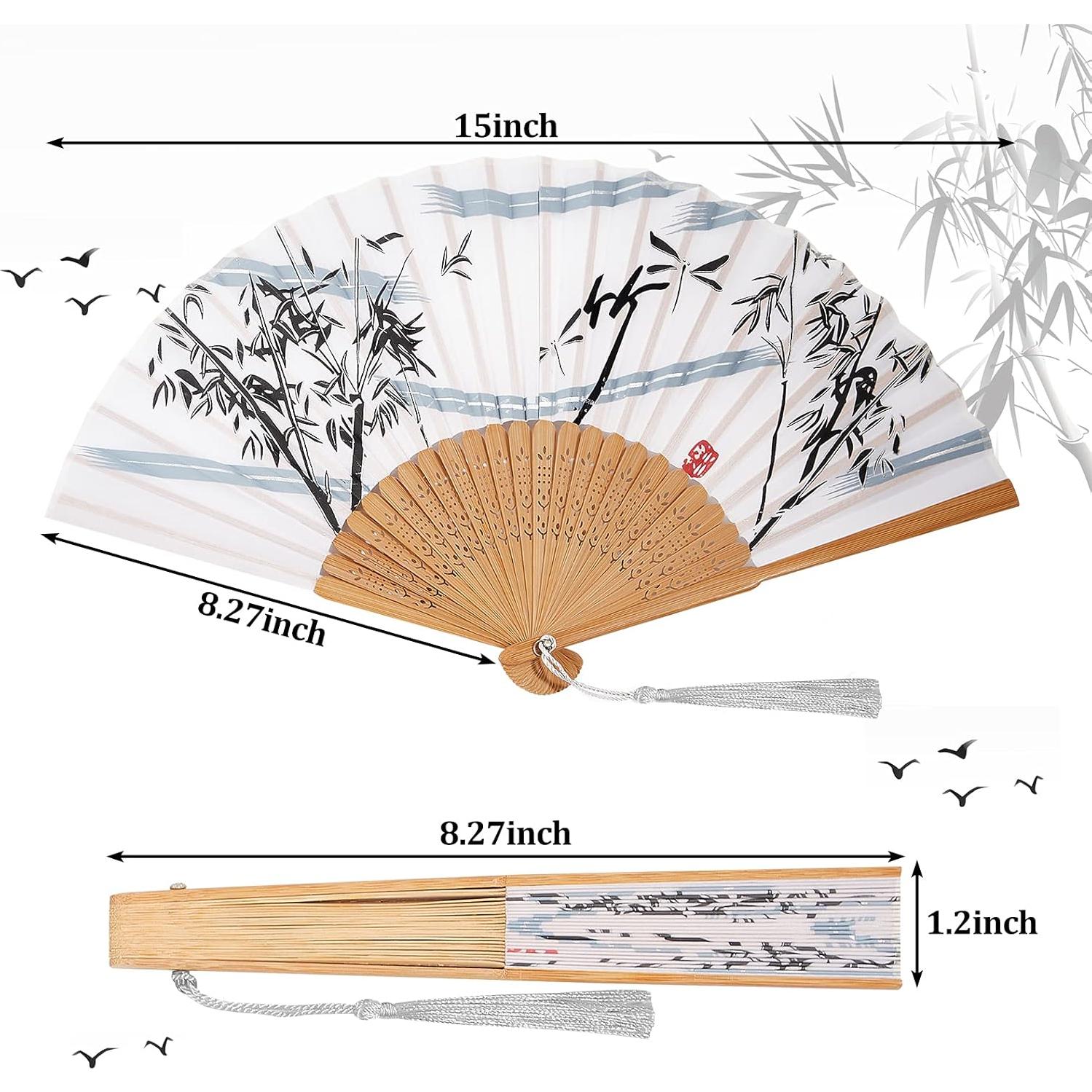 Jetec 12 Abanicos Plegables de Bambú Estilo Clásico Floral