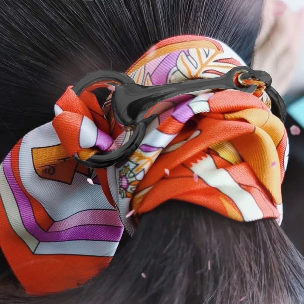 YLYSLFC 2Pcs Simple and Elegant Horsebit Silk Scarf Buckle Ring Scarf Rings for Women