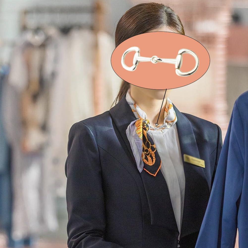 YLYSLFC 2Pcs Simple and Elegant Horsebit Silk Scarf Buckle Ring Scarf Rings for Women