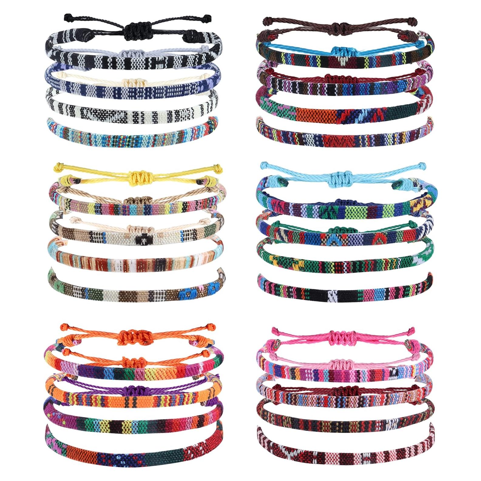 Florideco 24 Pulseras Boho Surfista Ajustables para Tobillo