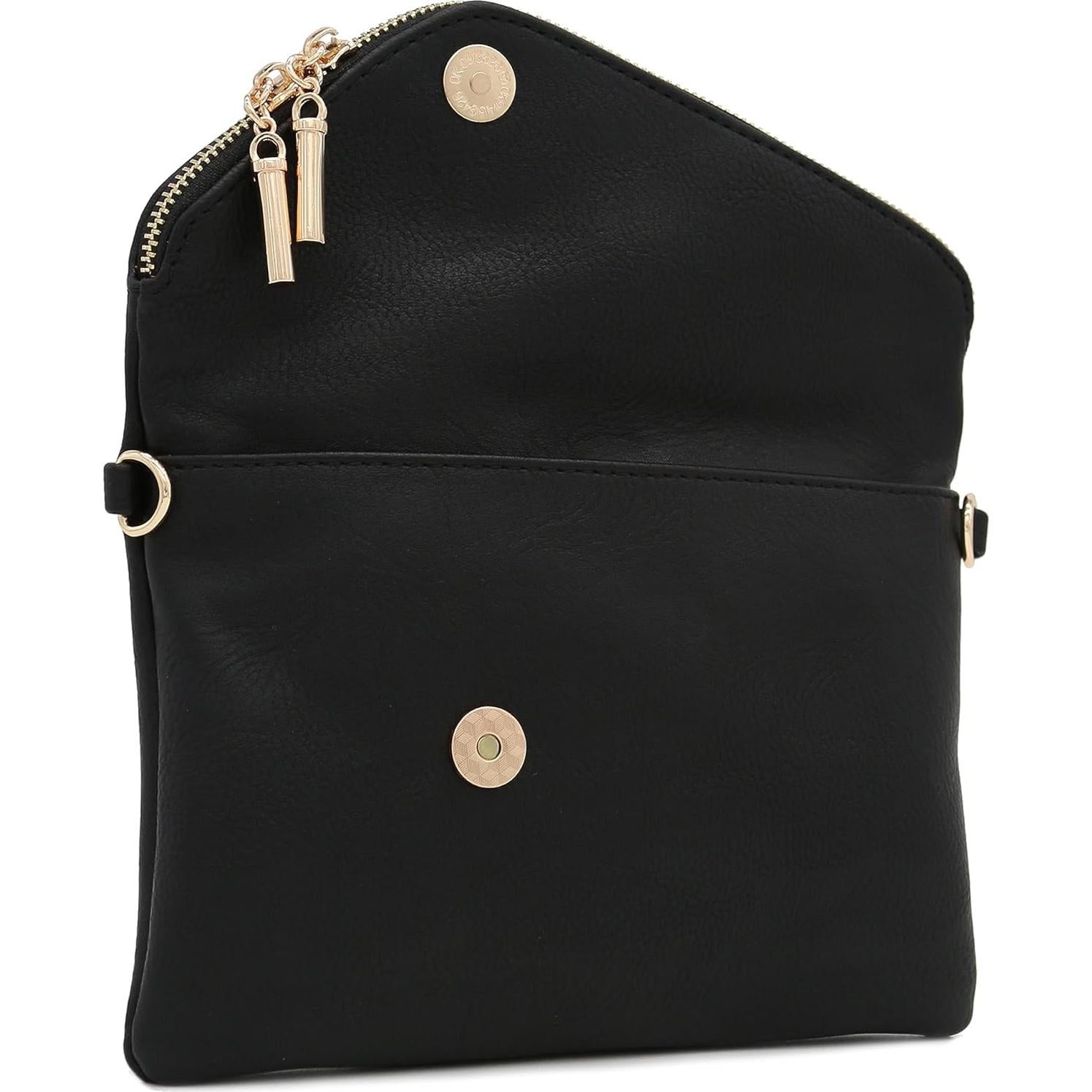 Bolso de mano negro FashionPuzzle con cadena y cremallera