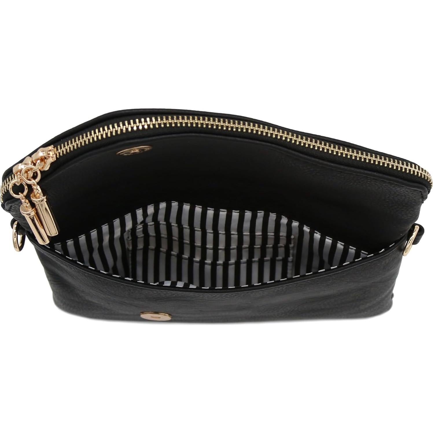 Bolso de mano negro FashionPuzzle con cadena y cremallera