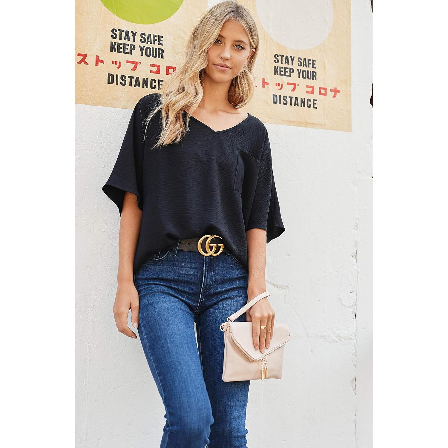 Bolso de mano negro FashionPuzzle con cadena y cremallera