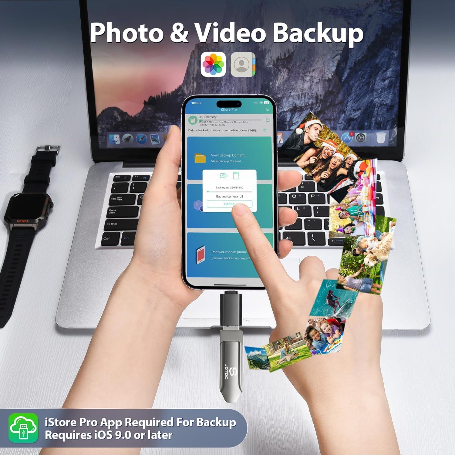 Stick de Respaldo de Fotos 128GB JSL JDTDC 3 en 1 USB-C Lightning