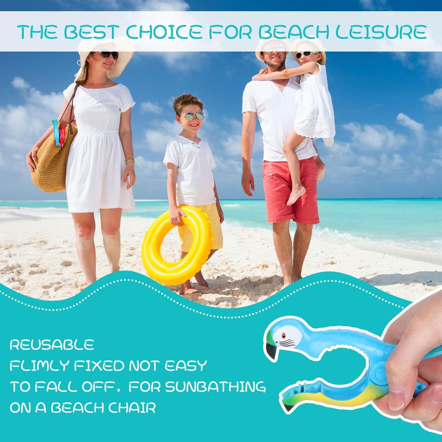 8 Clips para Toallas de Playa Piklodo - Flamenco y Loro