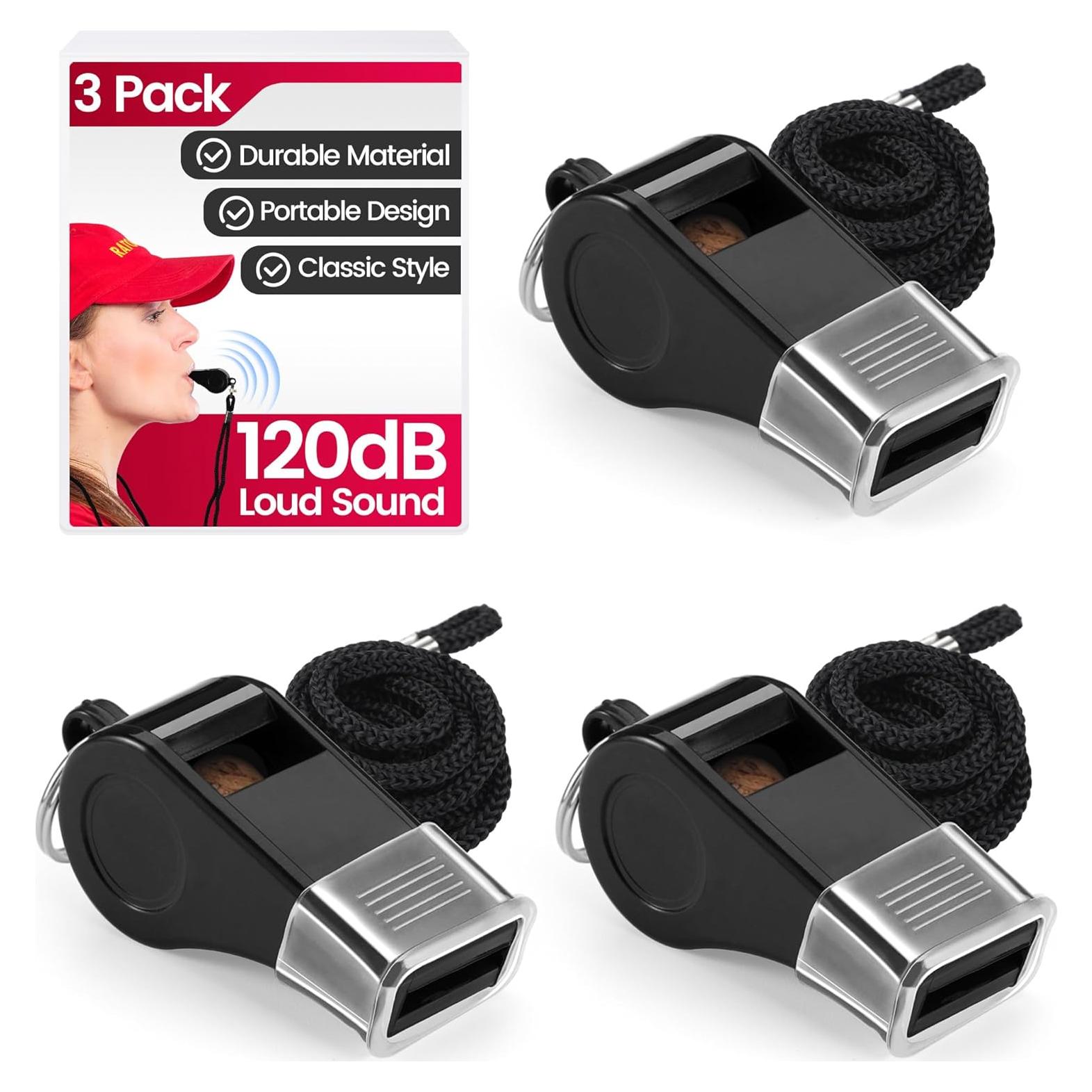 Silbato SPORTIC 3 Paquete Plástico 120dB con Cordón