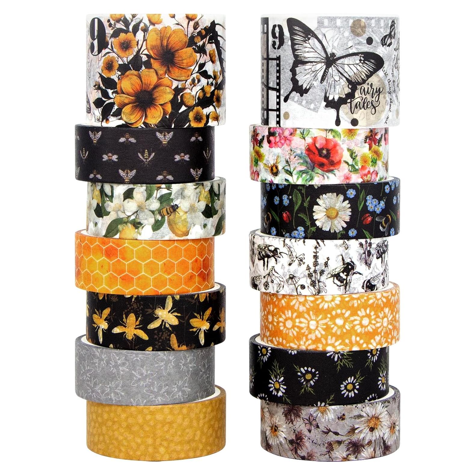 Juego de Washi Tape Vintage Abeja 14 Rollos KOVANO 3cm y 1.5cm