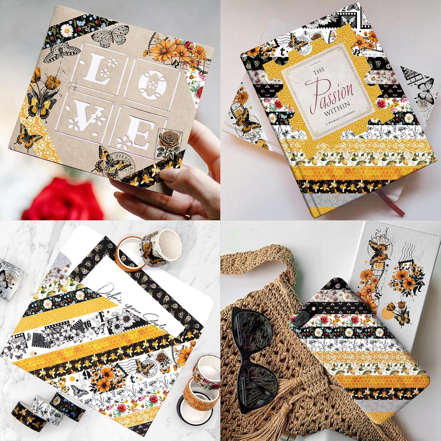 Juego de Washi Tape Vintage Abeja 14 Rollos KOVANO 3cm y 1.5cm