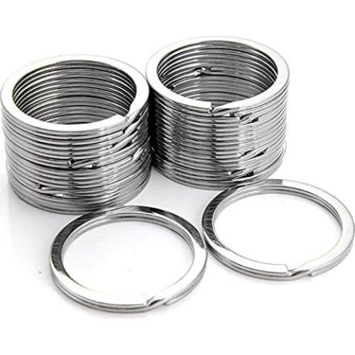 KINGFOREST 50 Anillos de Llave de Metal 25mm Plateados Duraderos