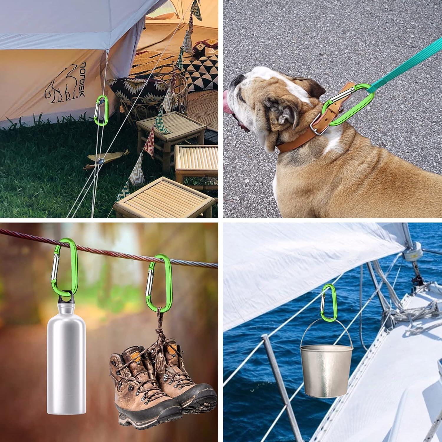 6 Clips de Carabiner de Aluminio CampTek 79mm D-Forma