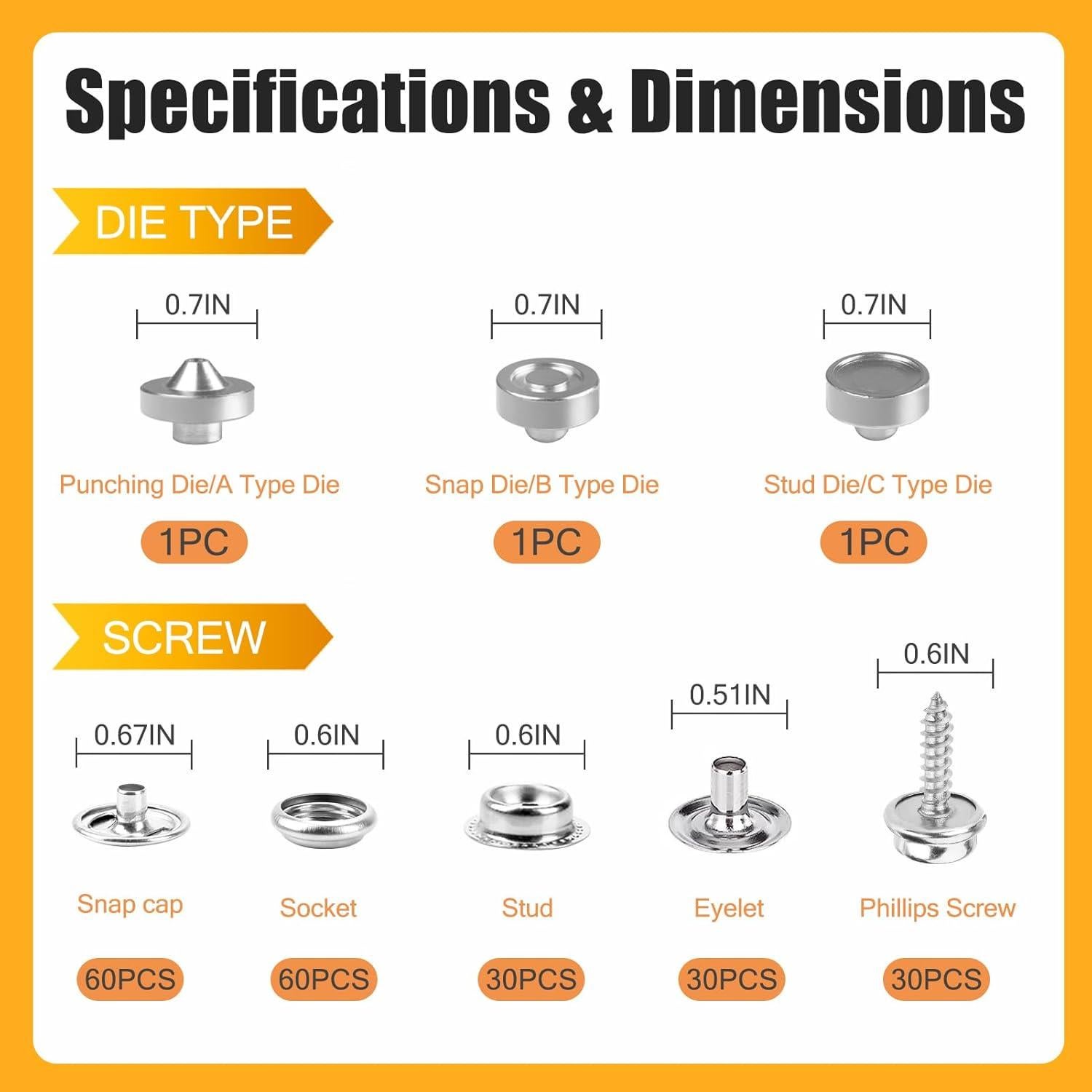 Kit de Herramientas de Botones a Presión NVAAV 60 Piezas