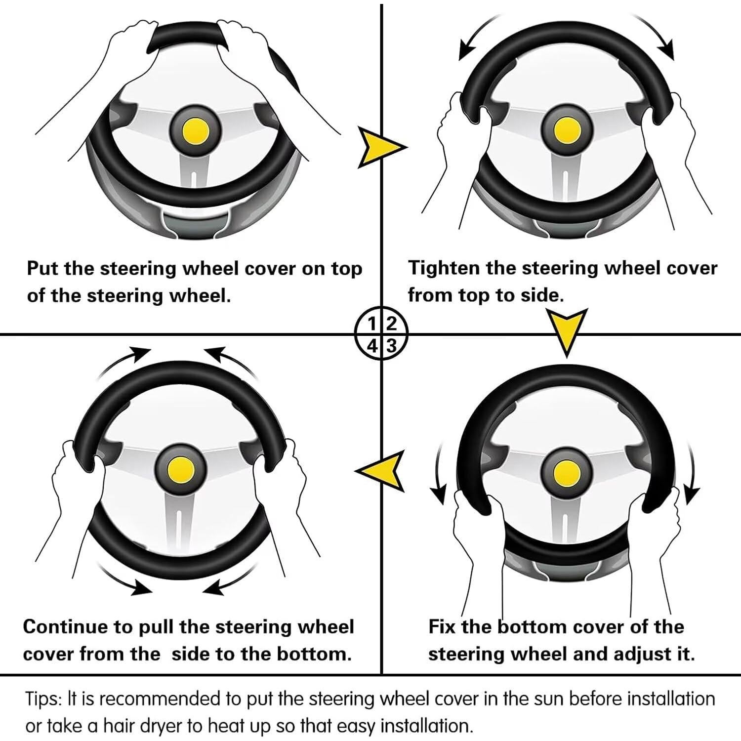 Cubierta de Volante de Pelaje ALEMODR 15" Universal para Auto