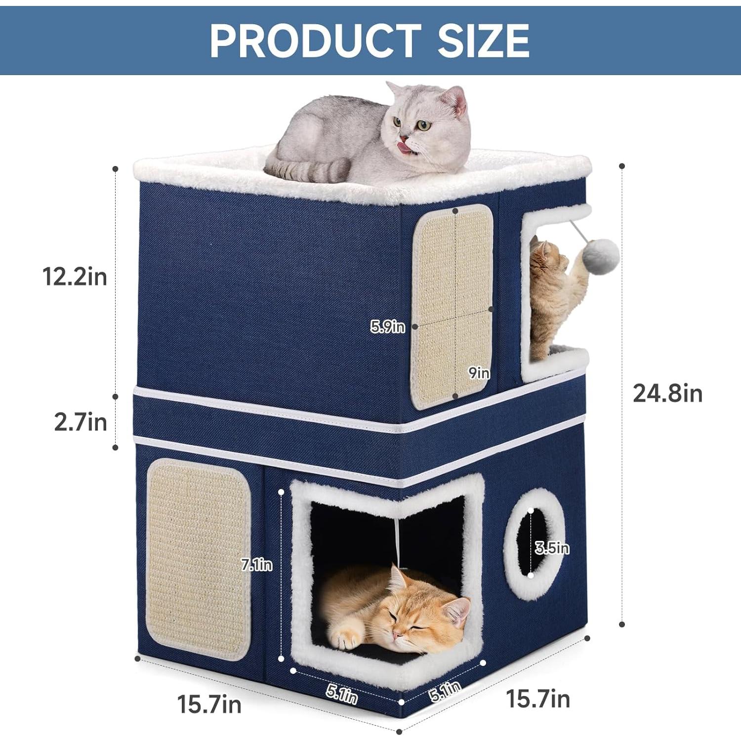 Casa para Gatos 2 Pisos Shikha Azul, Soporta 13.6 kg