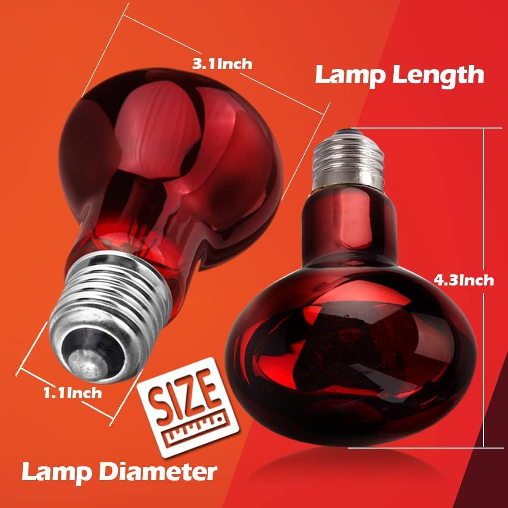 Paquete de 2 bombillas de calor infrarrojo MCLANZOO 50W para reptiles