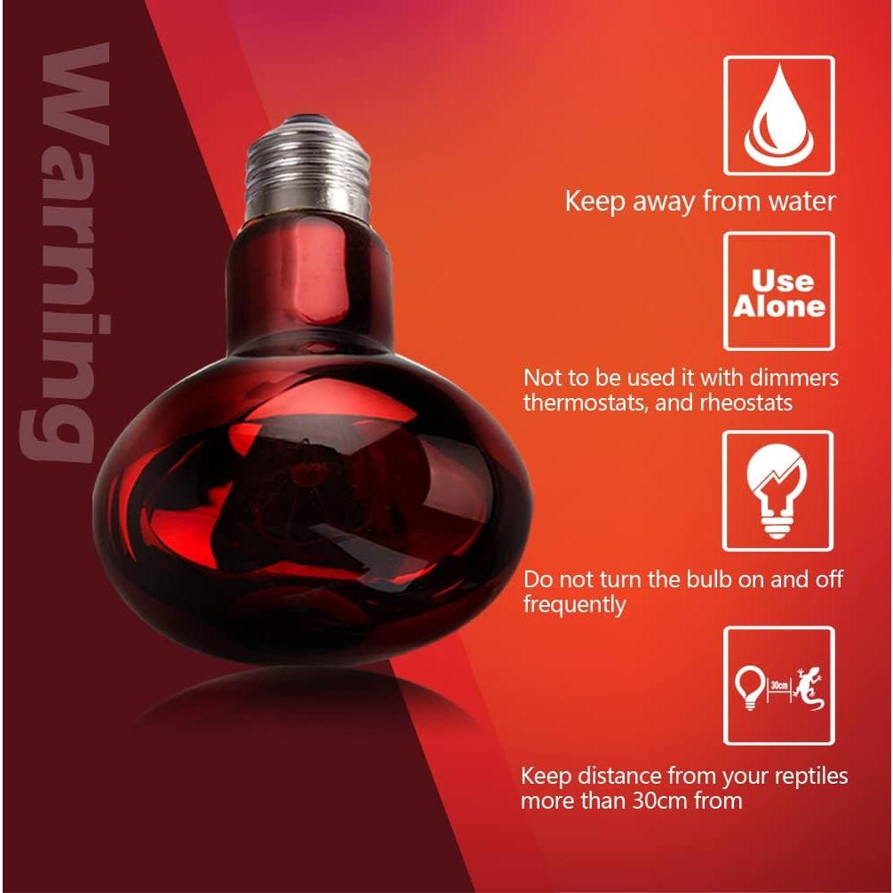 Paquete de 2 bombillas de calor infrarrojo MCLANZOO 50W para reptiles