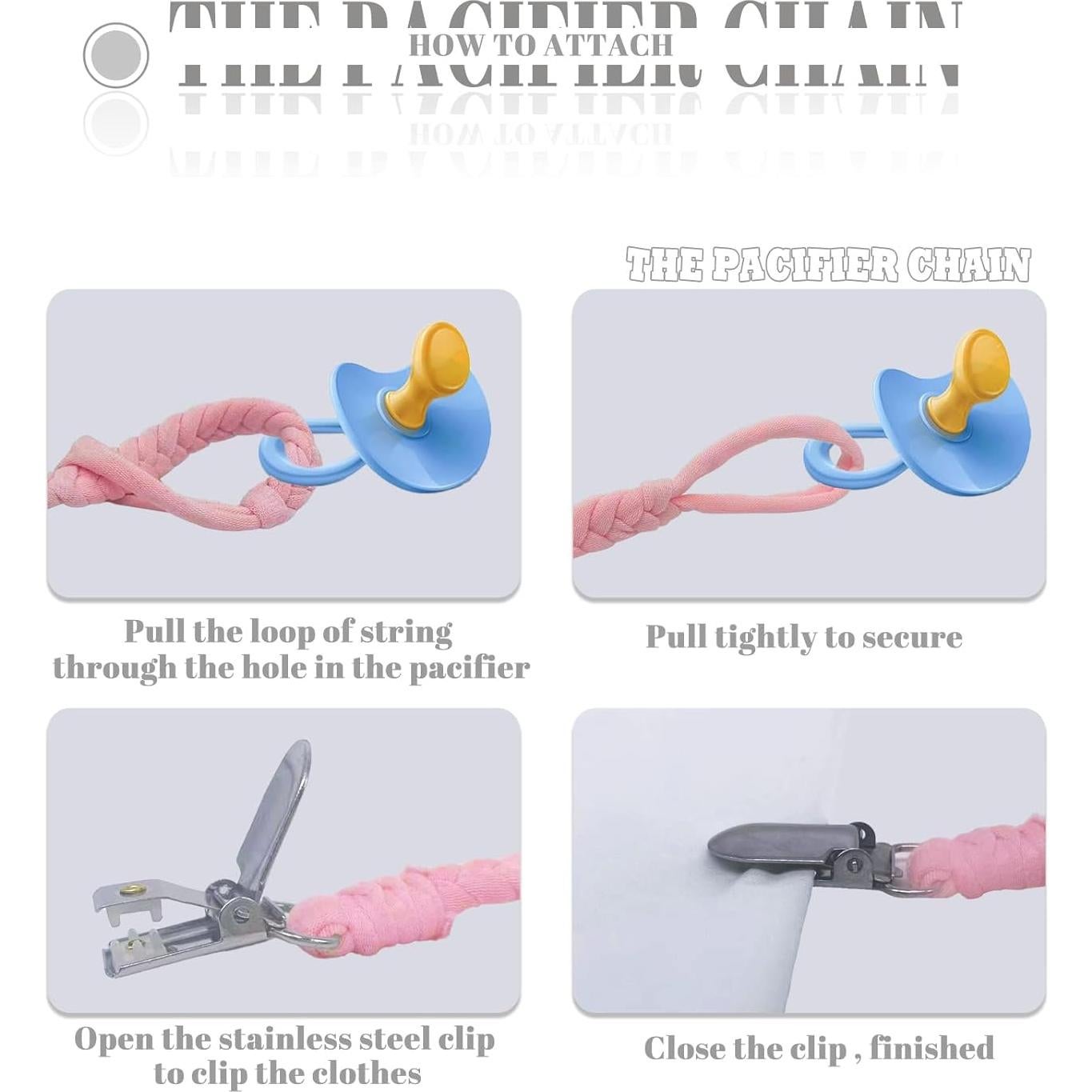 Clip de Chupete Trenzado Duludulu - 7 Piezas, Antipérdida