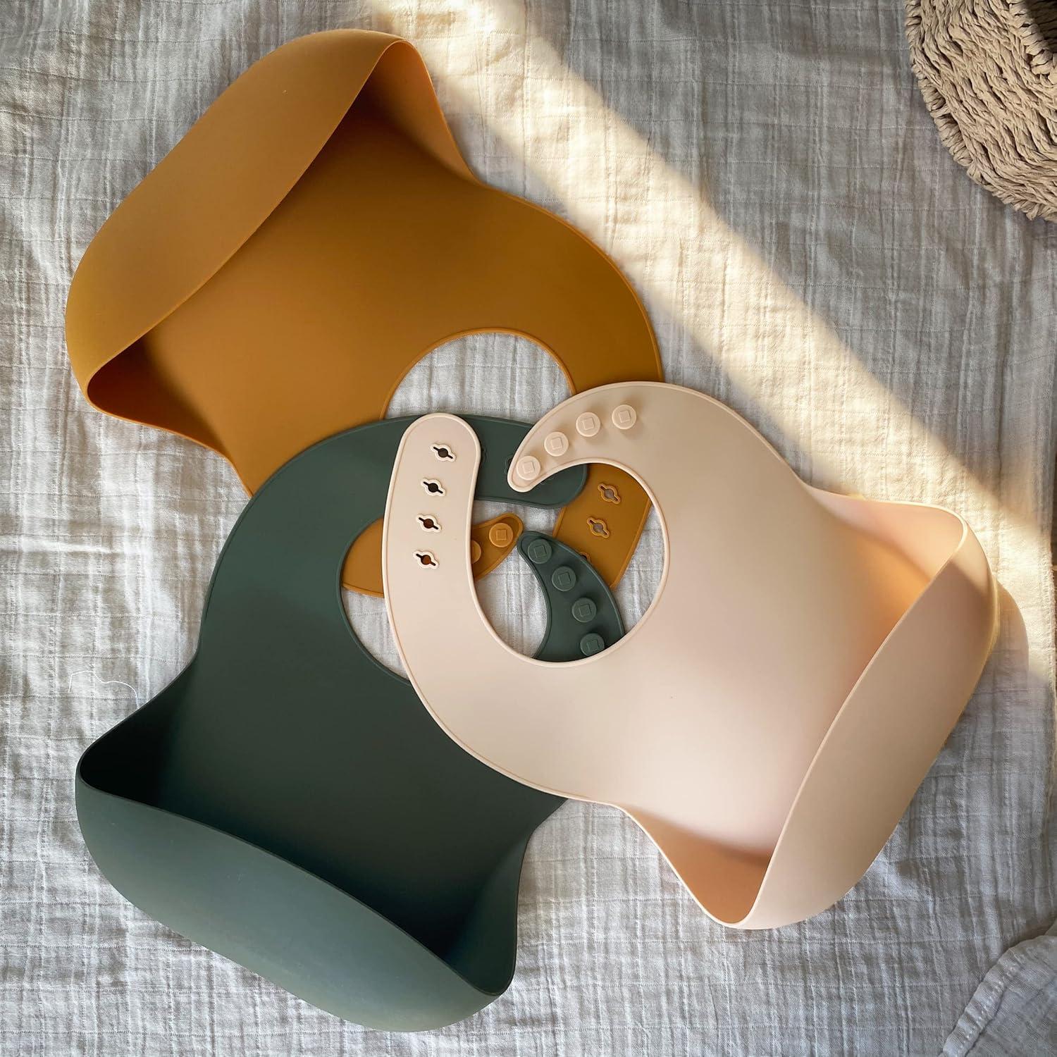 Conjunto de 3 Baberos de Silicona Moonkie Libre de BPA