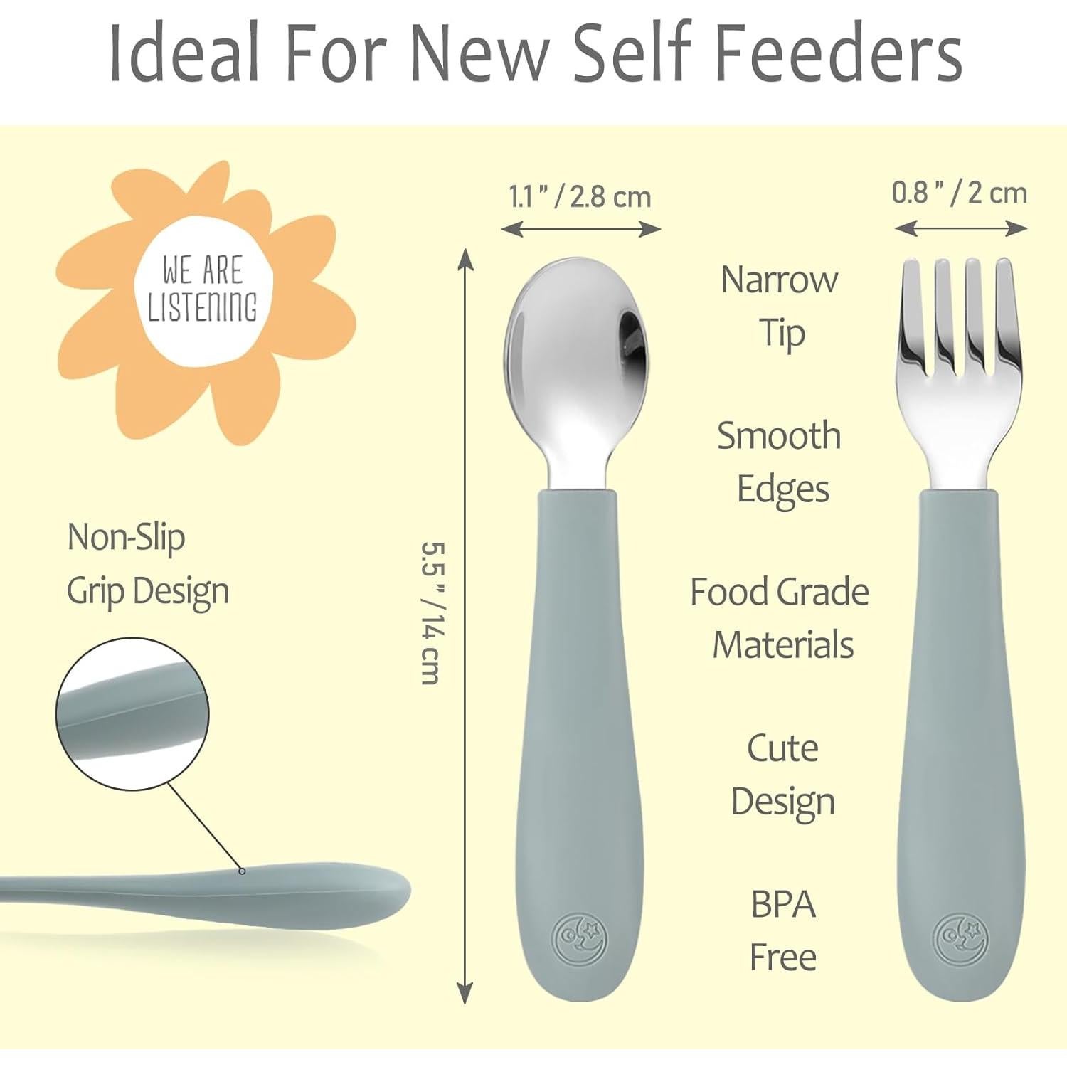 Juego de Utensilios para Niños CoixFoam 8 Piezas Acero Inoxidable