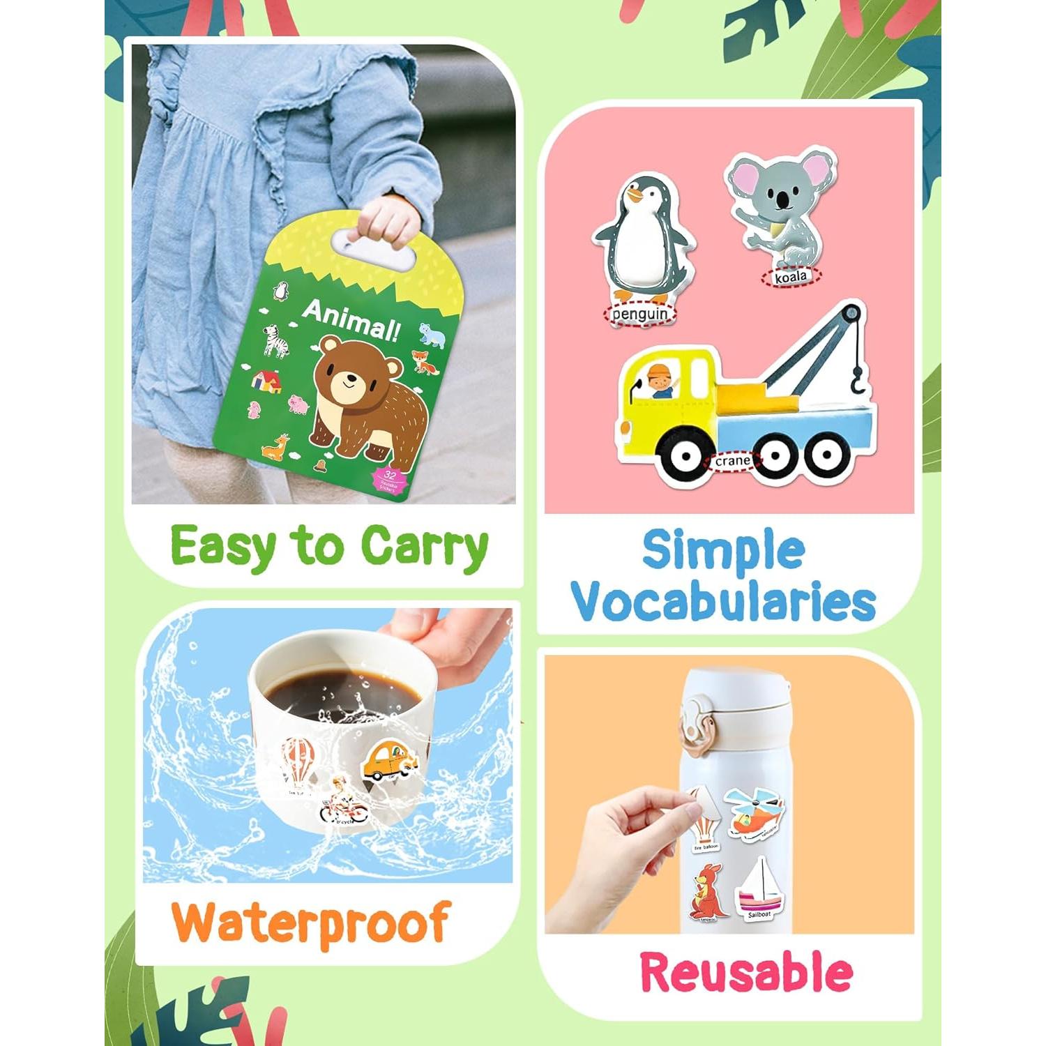 Libro de Pegatinas Reutilizables Benresive para Niños 2-4 Años