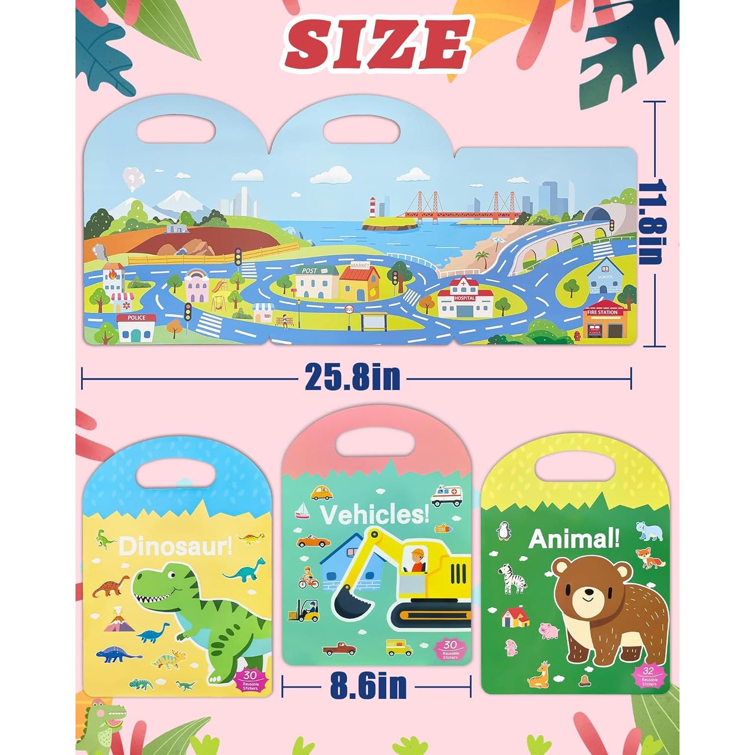 Libro de Pegatinas Reutilizables Benresive para Niños 2-4 Años