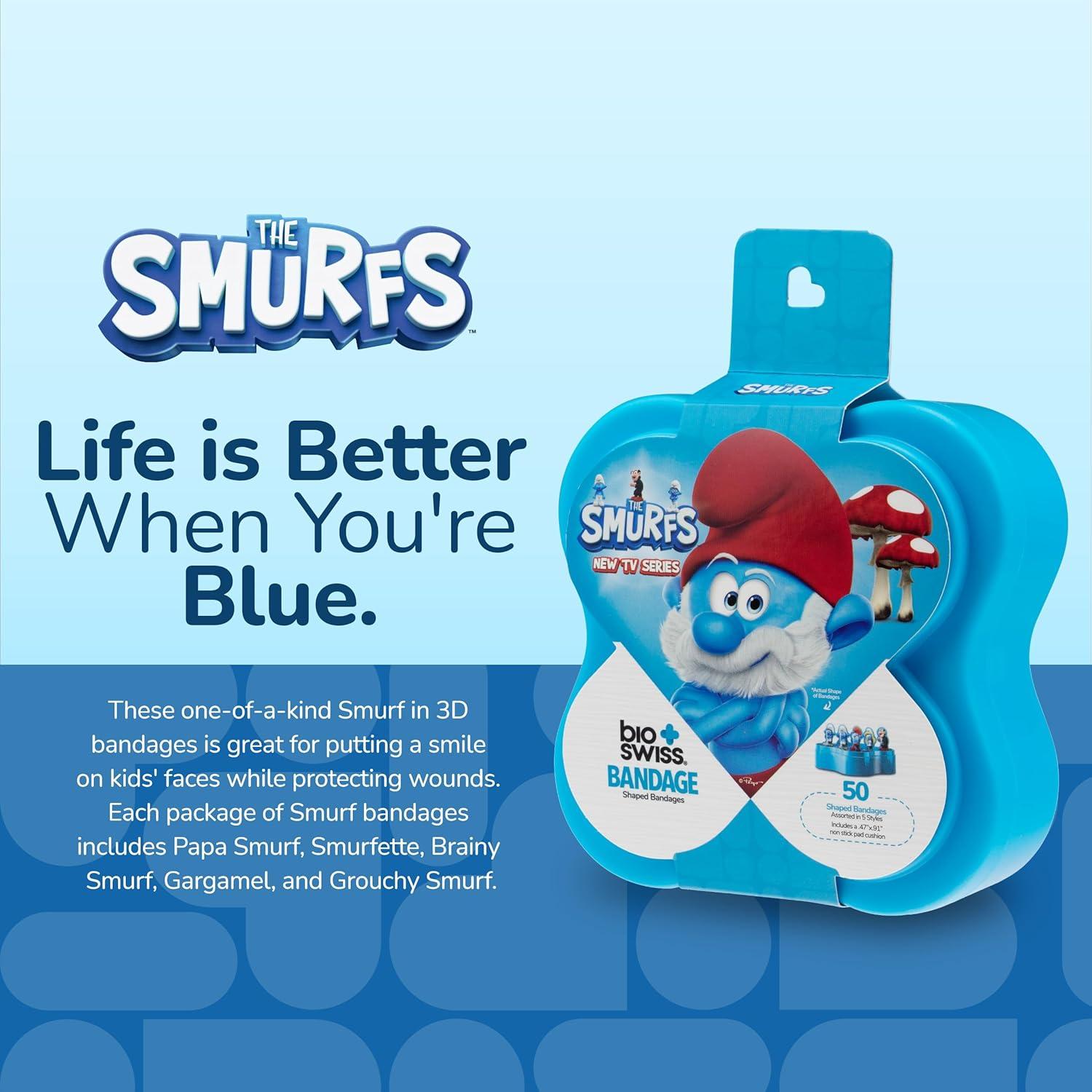 Vendajes Autoadhesivos BioSwiss Pitufos 3D - Caja de 50 Piezas