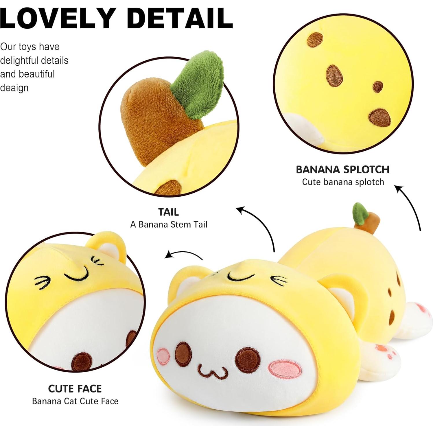 Almohada de Peluche Gato Banana Onsoyours 30x20 cm Suave