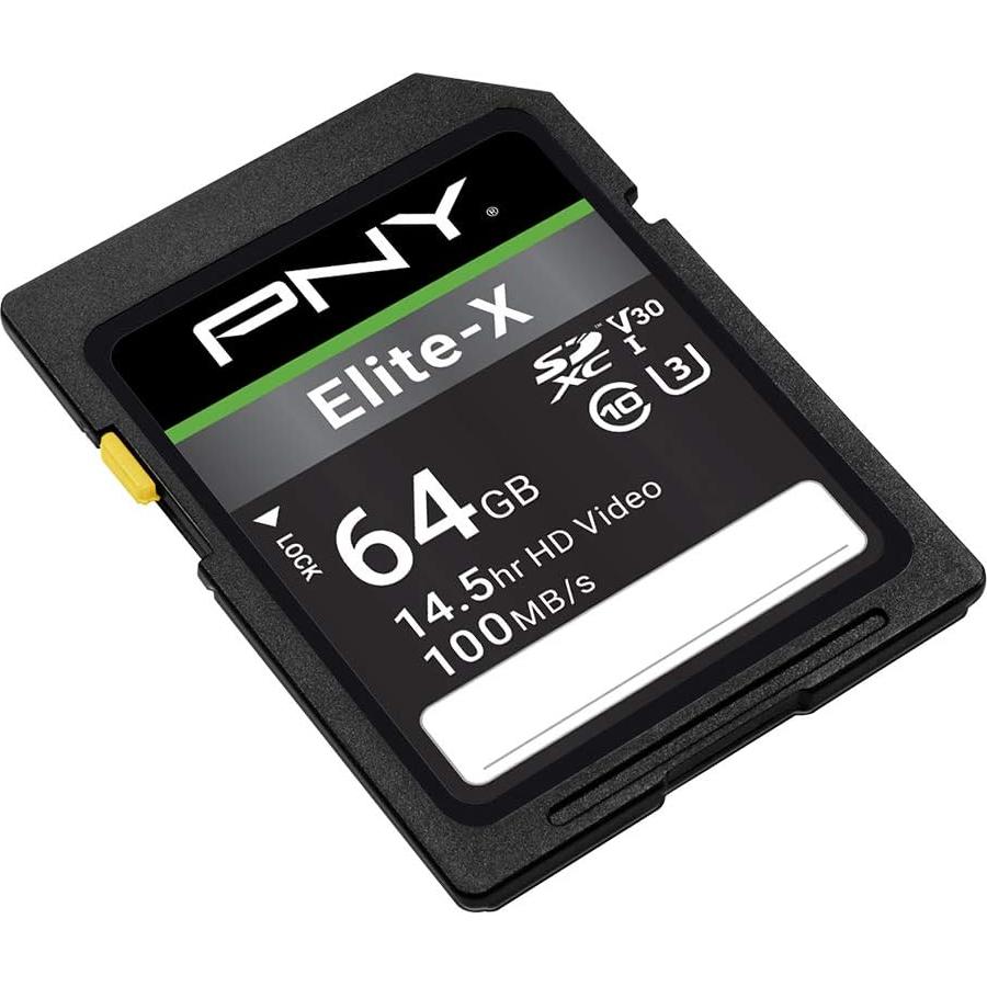 Tarjeta de Memoria PNY 64GB Elite-X SDXC Clase 10 U3 V30 100MB/s