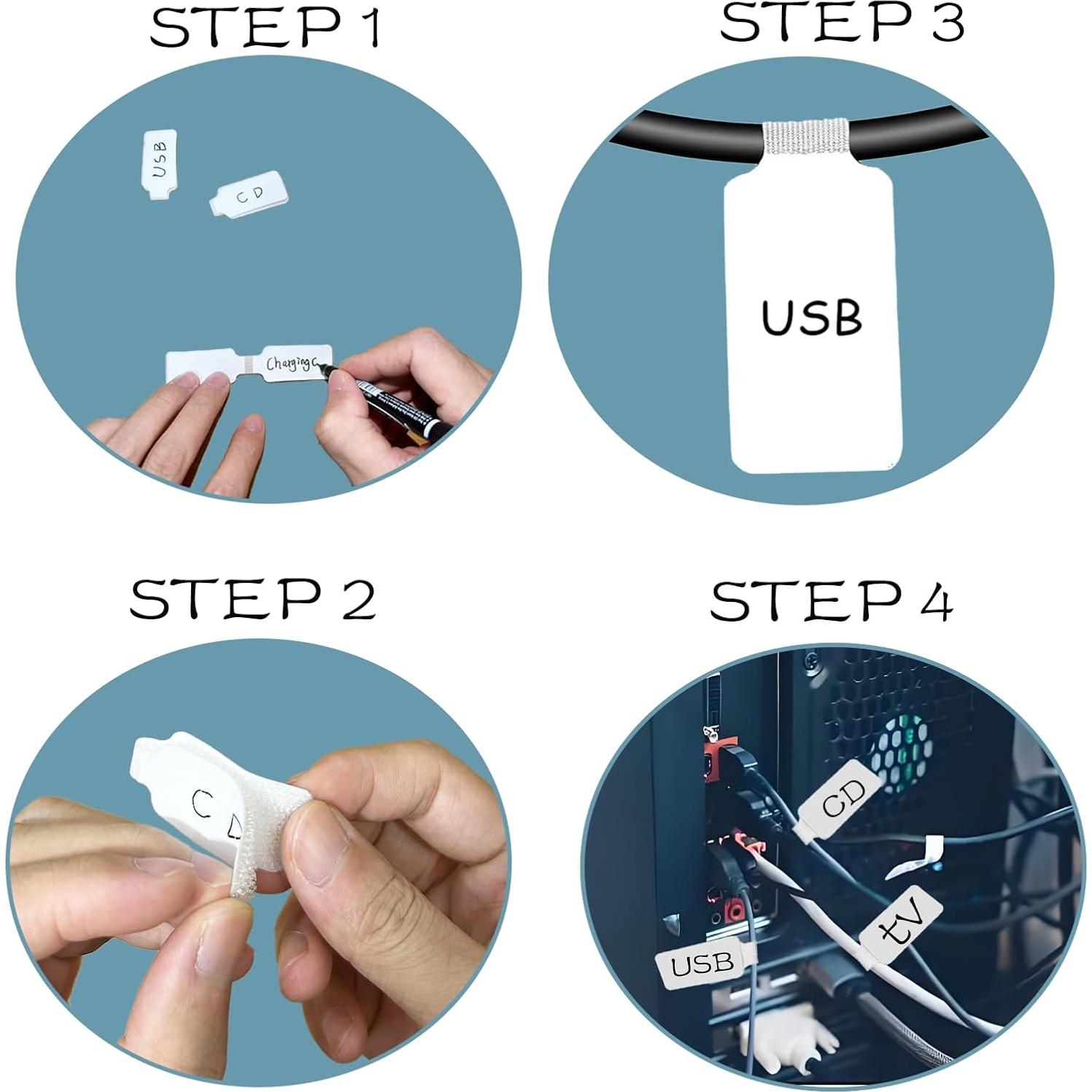 Kit de Organización de Cables TOPNI - 100 Corbatas y Etiquetas