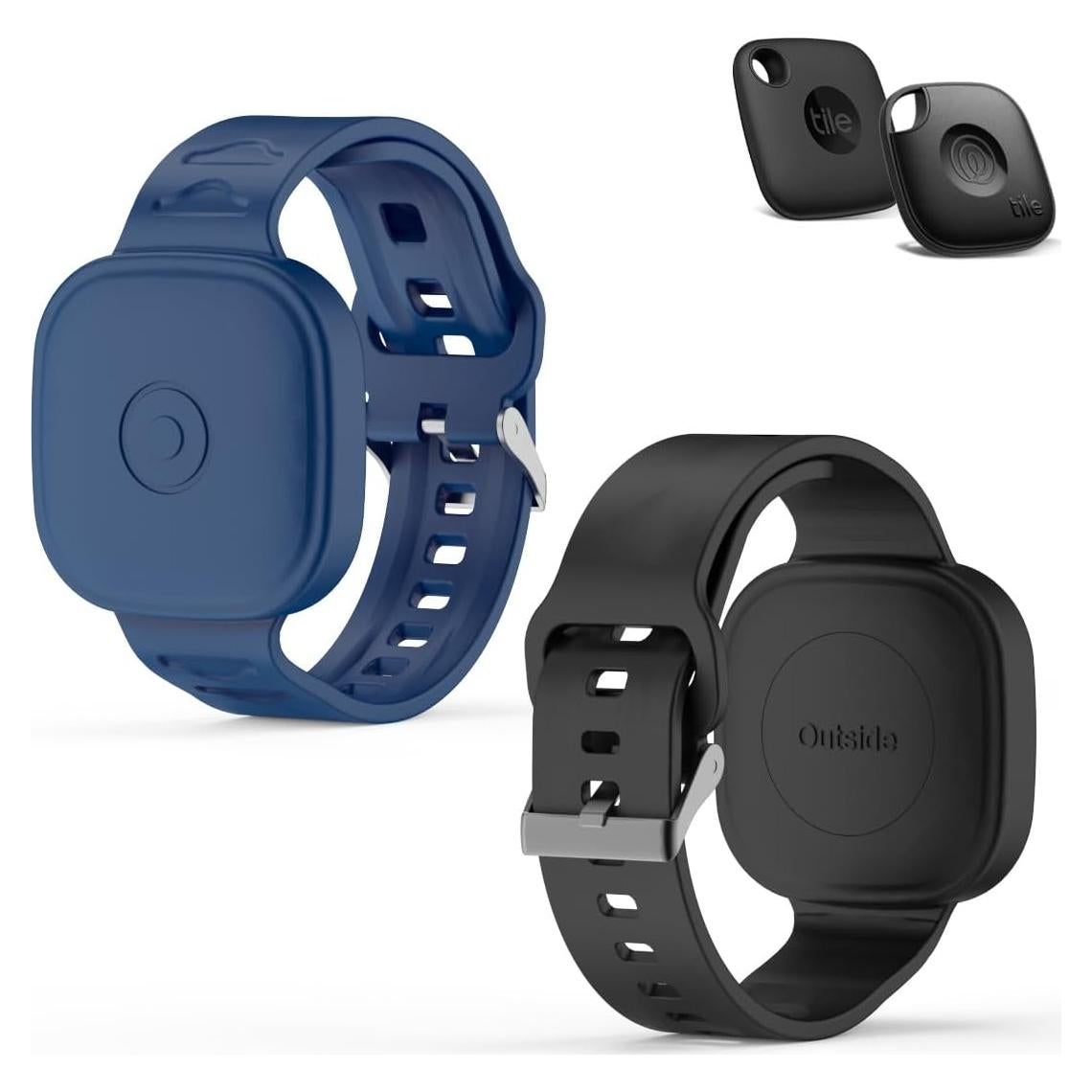 2 Pulseras de Silicona Impermeables para Tile Mate 2024 - Negro y Azul